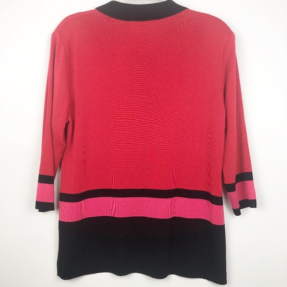 Vintage Misook Cardigan Sweater Jacket, Red Medium - Picture 2 of 5